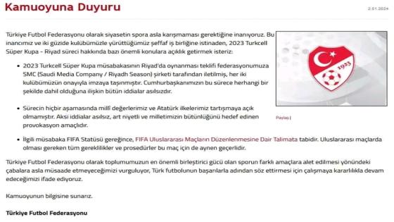 الاتحاد التركي لكرة القدم يصدر بيانا عقب إلغاء السوبر التركي من السعودية