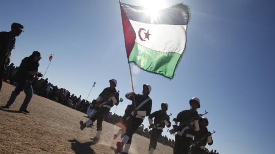 Polisario Front soldiers take part in a parade for the 35th anniversary celebrations of their independence movement for Western Sahara from Morocco, in Tifariti, southwestern Algeria February 27, 2011. REUTERS/Juan Medina (ALGERIA - Tags: CIVIL UNREST POLITICS MILITARY)