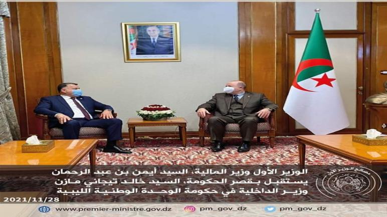 الوزير الأول يستقبل وزير الداخلية بحكومة الوحدة الوطنية الليبية