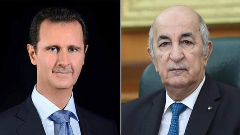 الرئيس تبون يتلقى مكالمة هاتفية من نظيره السوري بشار الأسد