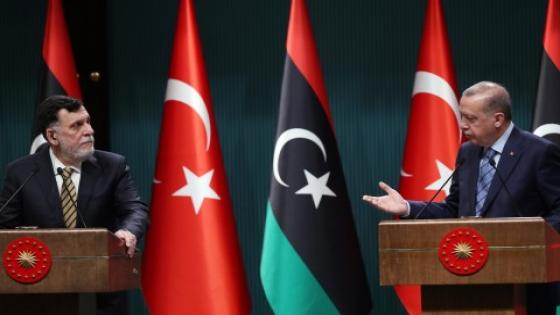 أردوغان يتكلم بالعربي و يبدي اعجابه بلحية رئيس الوفاق الليبية