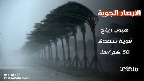 الأرصاد الجوية:هبوب رياح قوية تتعدى 50 كم/سا.