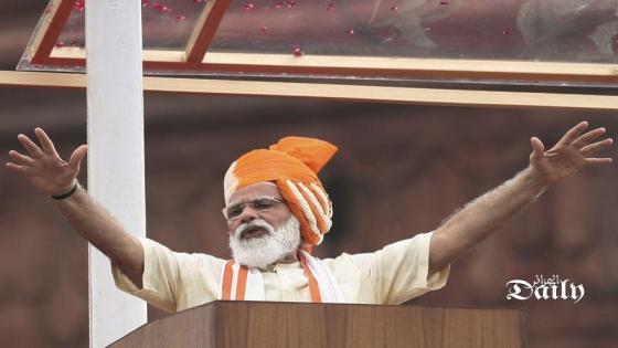 رئيس الوزراء الهندي ناريندرا مودي في دلهي يوم 15 أغسطس آب 2020. تصوير: عدنان العبيدي - رويترز.