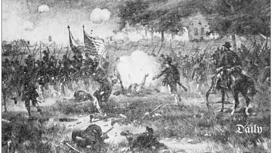 Antique painting illustration: Battle of Antietam