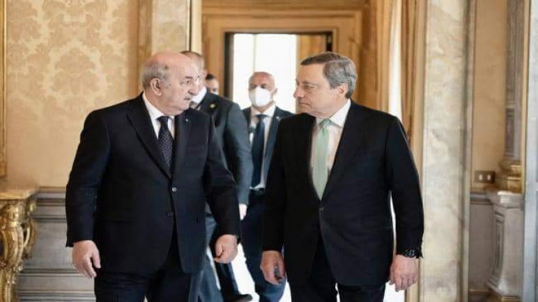 الرئيس تبون يجري مكالمة هاتفية مع رئيس مجلس الوزراء الايطالي المستقيل ماريو دراغي