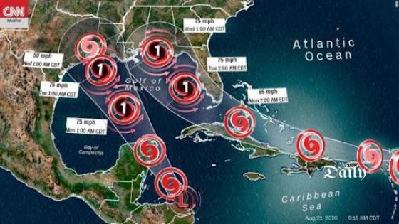 المكسيك : إعصاران في آن واحد.. ظاهرة مرعبة تقترب من الخليج